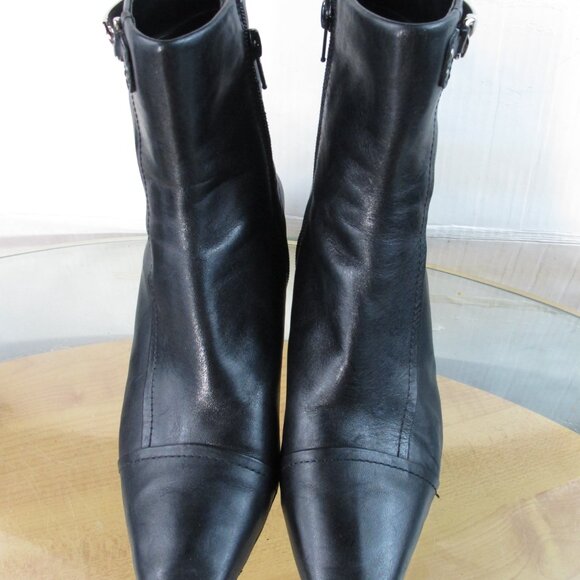Apostrophe Women's Y2K Ankle Boots Genuine Black Leather Size 7.5 M - Picture 2 of 9